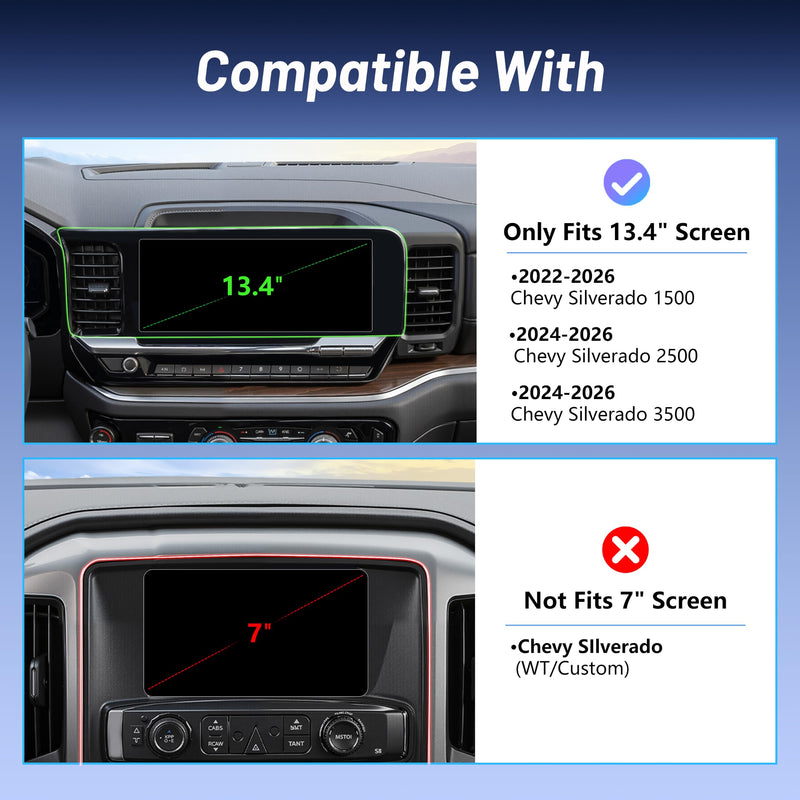 Phone Holder for Chevy Silverado 1500/2500/3500 (2022-2026, ONLY Fits 13.4" Screen), MagSafe Car Mount, 15W Magnetic Wireless Charger, 360° Rotating, Hands Free, 2023 Silverado Accessories Interior Chevy Silverado 1500 | 2022-2026 (13.4" Screen)