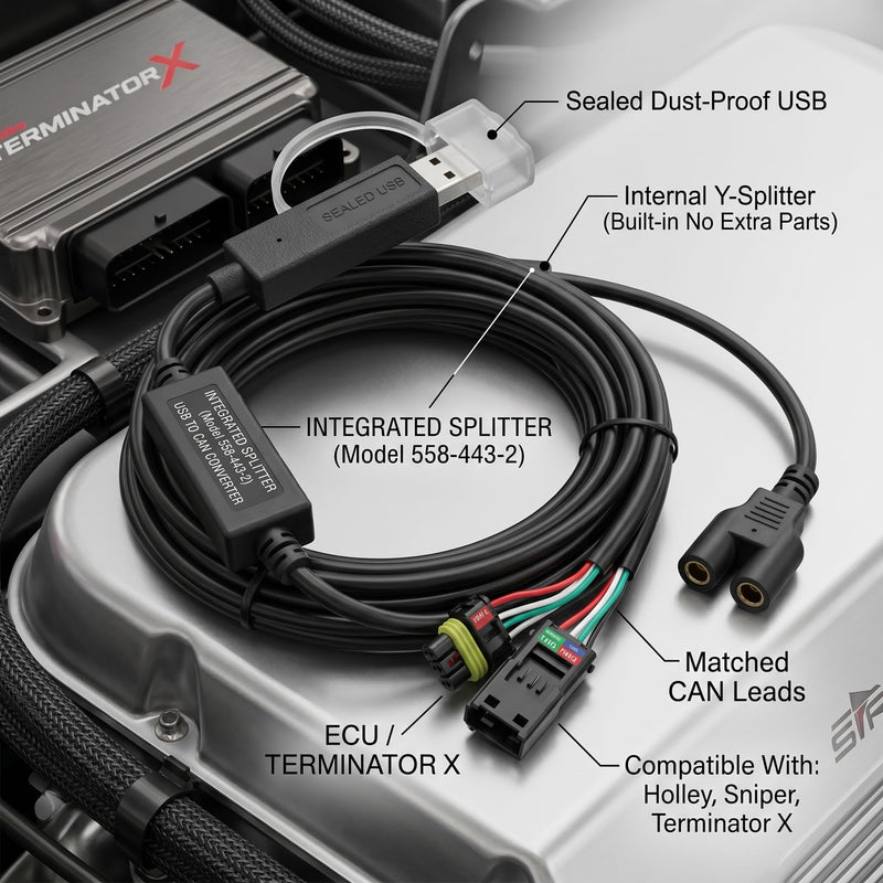 USB CAN Communication Cable 558 443 2 with Y Splitter, Double Ended Sealed Harness Cable Connector Compatible for EFI EFI Terminator X