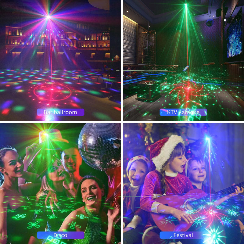 3 in 1 USB Sound Activated Party Light Disco Ball Lights,RGBW 4 Lens Dj Strobe Stage Lighting with Remote Control for Parties Indoor Dance Karaoke KTV Show Club