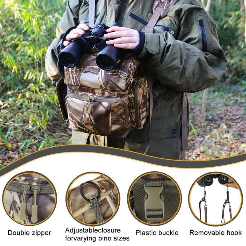 Binocular Harness, Bino Harness Chest Pack with Rangefinder Pouch, Bino Straps Secure Your Binoculars, Holds rangefinders, Phones, Bullets etc, for Bird Watching, Hunting, Travel, Sports Yellow Camo