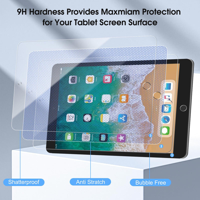 2 Pack Screen Protector Compatible with iPad 6th 5th Generation 9.7 Inch (Model A1822/A1823/A1893/A1954), Tempered Glass Film Guard