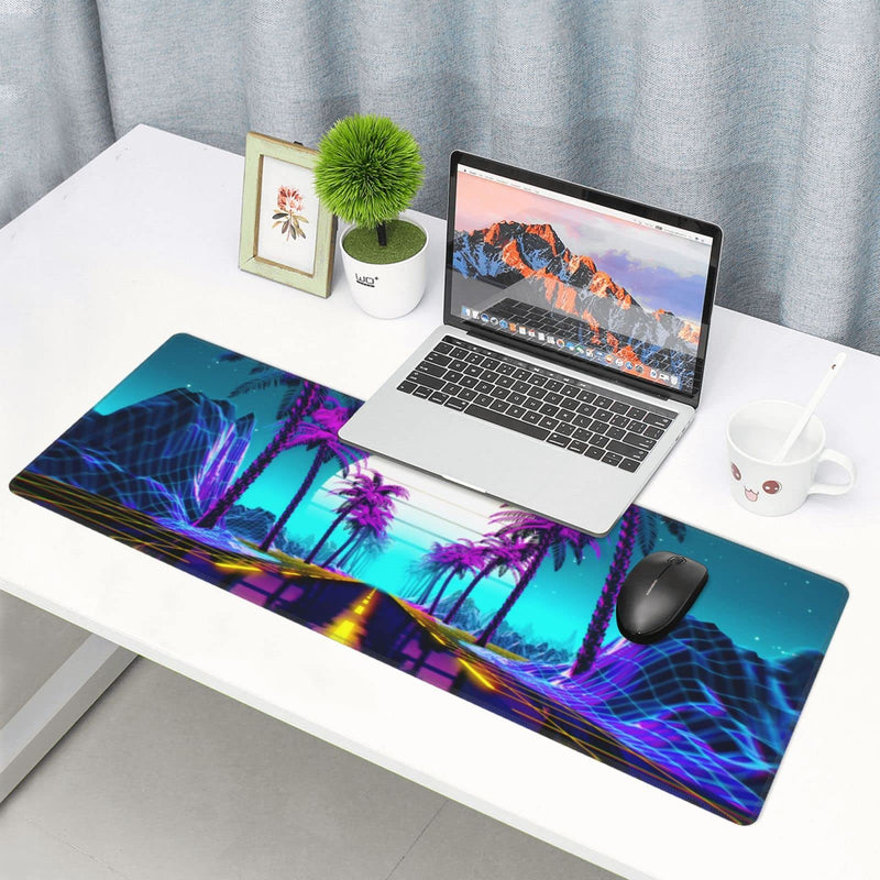 Neon Retrowave Gaming Mouse Pad Large XL Desk Mat Long Extended Pads Big Mousepad for Home Office Decor Accessories 31.5 X 11.8 Inch 3