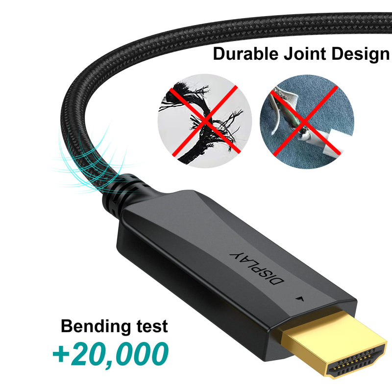 Thin DisplayPort to HDMI Cable 10-Pack, 3 FT 4K DP to HDMI Display Port Cord Adapter Male to Male Cord (UHD 4K, 2K, 1080P) Gold-Plated Braided Compatible with Dell, HP, Insignia, ASUS, AMD and More | Supports 4K/2K/1080P video & audio, compatible with ...