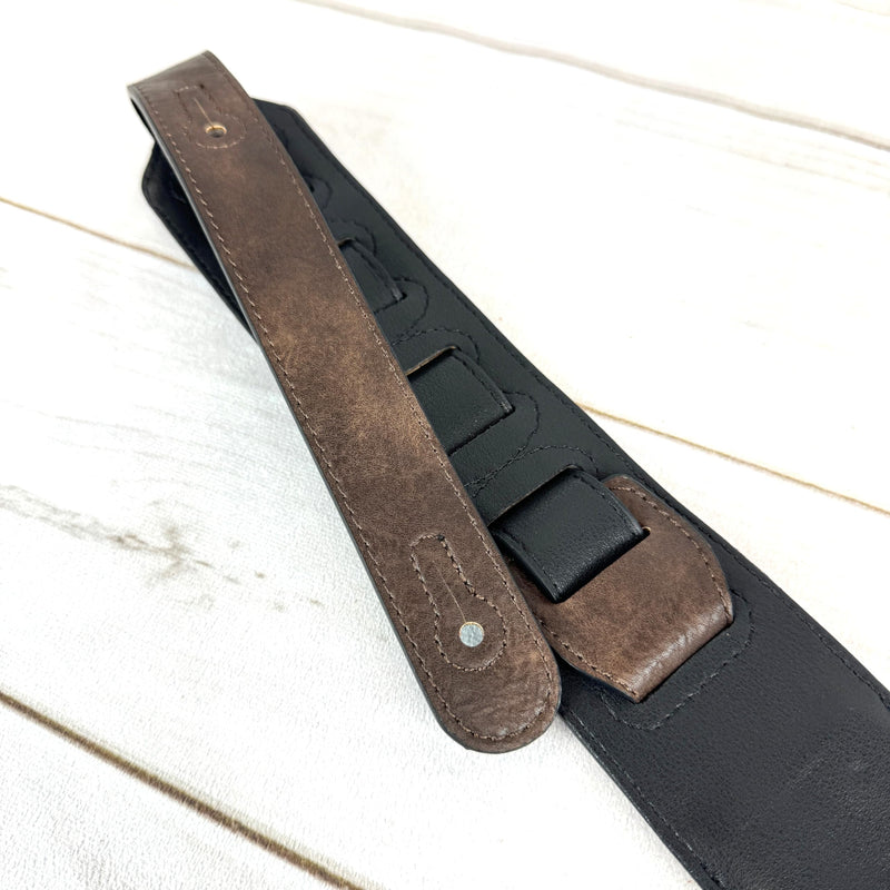 Walker & Williams G-108 Walnut Brown 2" Wide Guitar Strap with Padded Glove Leather Back For Acoustic, Electric, And Bass Guitars