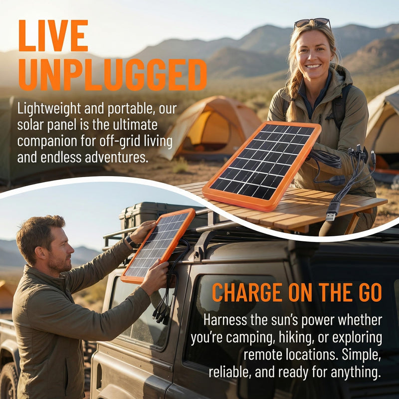 Solar Panel for Camera, 3W Solar Charger Compatible with Ring Spotlight & All-New Stick Up Outdoor Cam Battery, 10ft Long Cable with USB-C to Ring Barrel Plug Adapter (Orange)