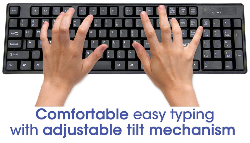 Manhattan Wireless Keyboard and Mouse Combo - Full-Size USB Wireless Keyboard Mouse Set with 2.4GHz Dongle for PC Computer Laptop - Compatible with Windows and Mac – 3 Year Warranty - Black 178990