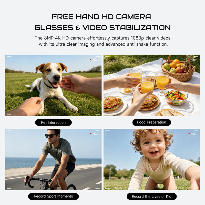 JASPIN AI Smart Glasses with Camera and Bluetooth - 4K EIS Anti Shake Video & Photo Capture,Real Time Translation,AI Assistant with ChatGPT,Object Recognition,One-Click Video Creation Gray+clear+photochromic