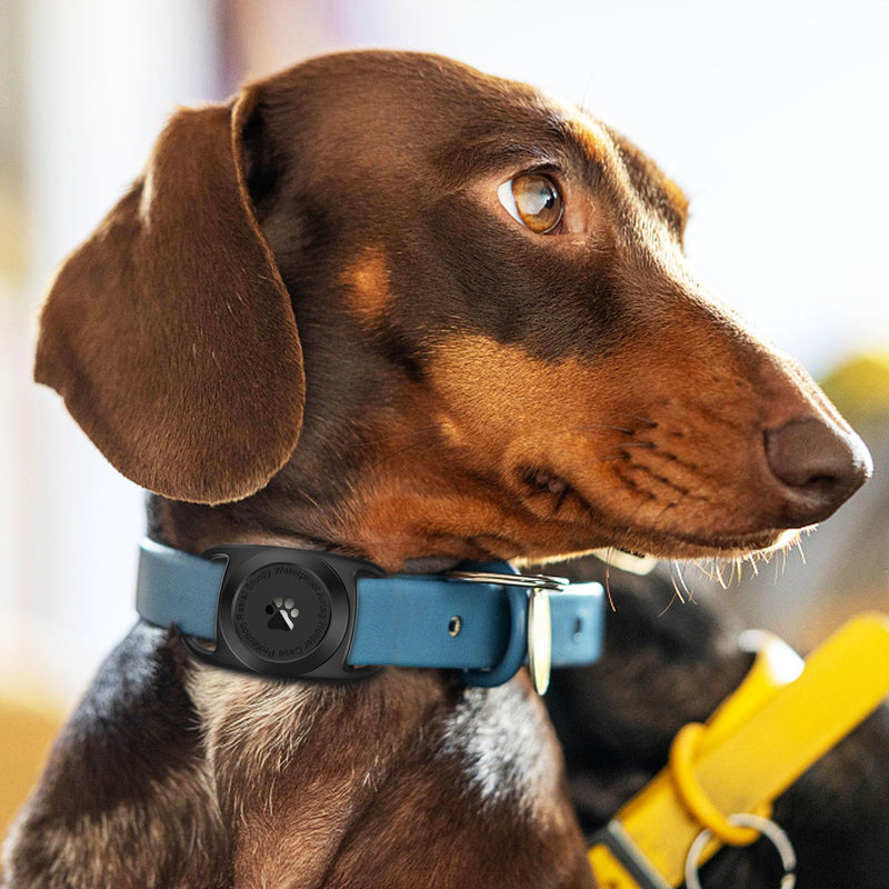 [AUSTRALIA] - Airtag Dog Collar Holder, [1 Pack] Waterproof Protective Case for Apple AirTag, Durable & Lightweight with Full-Body Protection, Soft Silicone, Black 1 Pack-Black 