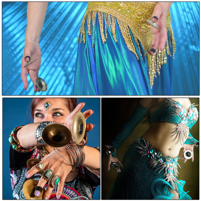 [AUSTRALIA] - PATIKIL Finger Cymbals, 1 Pair Belly Dancing Finger Zills Brass Hand Cymbals Mini Musical Instrument for Dancer Party 5.11" Silver 