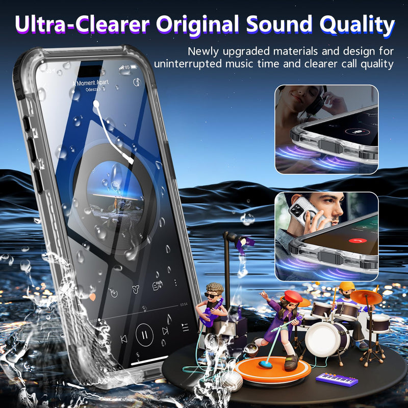 Magnetic for iPhone 15 Pro Case Waterproof,[Built-in Screen & Camera Protector][Full Body Shockproof][IP68 Underwater][Dustproof] Shockproof Phone Case for iPhone 15 Pro 6.1"-Black Black
