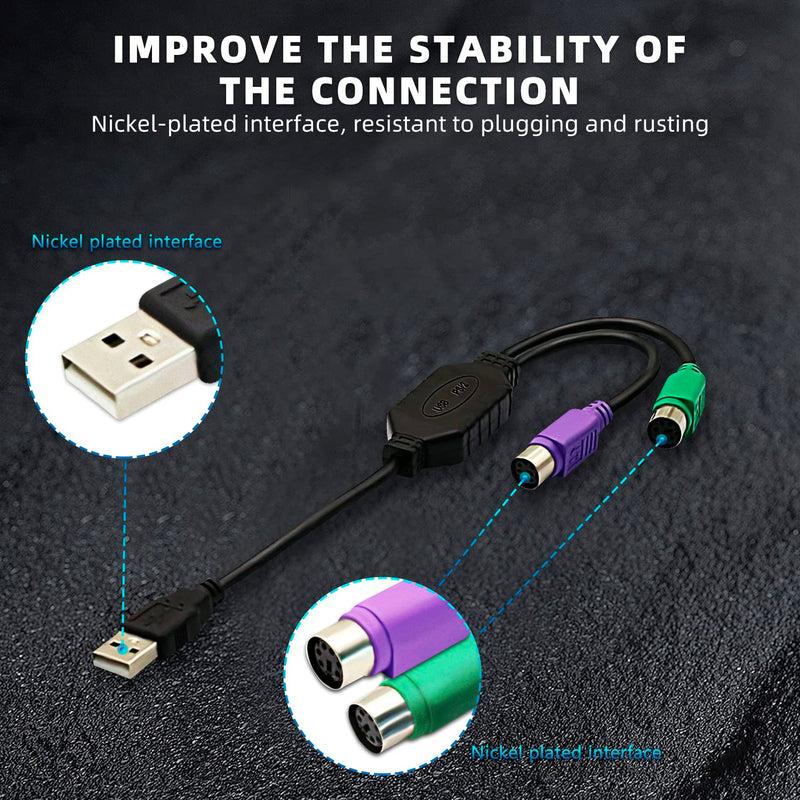 [AUSTRALIA] - 2Pack PS2 to USB Adapter Cable PS/2 Female to USB Male Converter Connector Adapter for PC Keyboard 