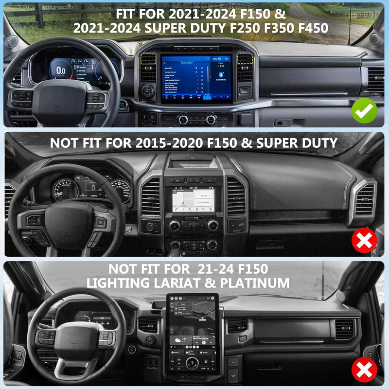 Surfcabin CNC Magnetic Car Vent Phone Mount for 2021-2026 Ford F150 | 2021-2026 Super Duty F250 F350 F450, Full Metal Bracket, No Shake, No Block Airflow, Fits iPhone & Android, Easy Install Without Metal Arm