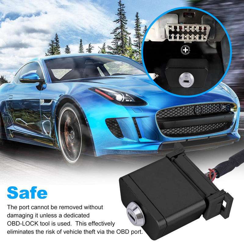 Metal OBD2 Port Lock OBDii Connector OBDii Port Lock Car OBD2 Protector with Two Keys Suitable for Most Cars, SUVs, Trucks Black