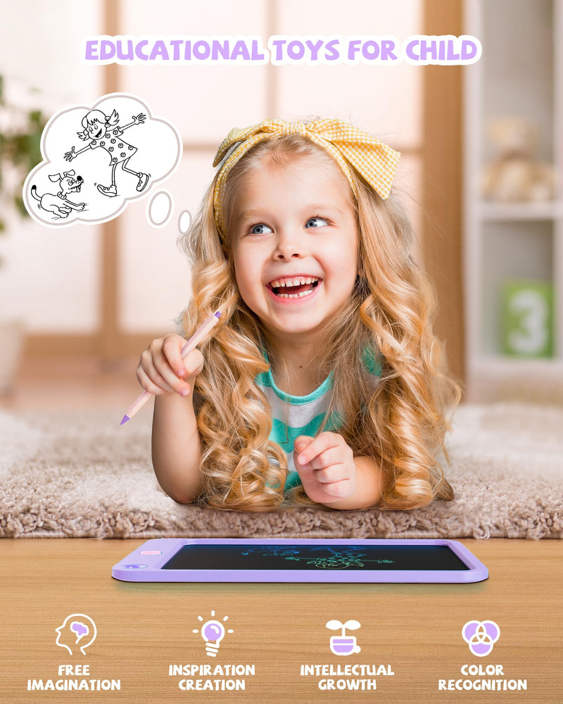 LCD Writing Tablet 10 Inch for 3 4 5 6 7 8Years Old Boys Girls（Navy+Purple）