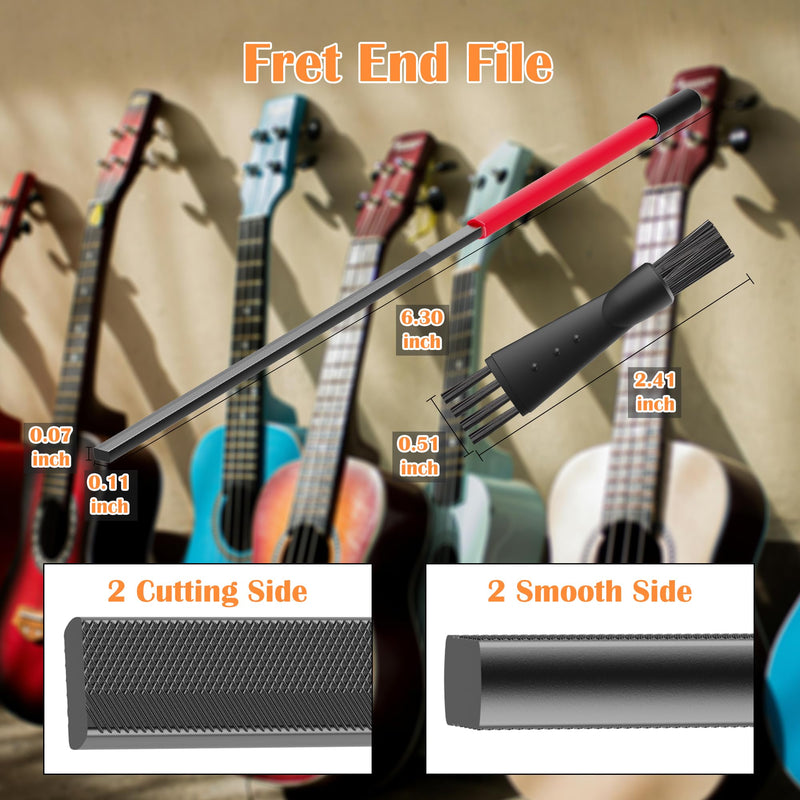 [AUSTRALIA] - Fret End Dressing File, Fix Sharp Guitar Fret Ends - Professional Luthier Tool - Double-Side Fret File - Fret Crowning File For Rounding, Shaping, and Deburring, Works on All Frets, with Clean Brush 