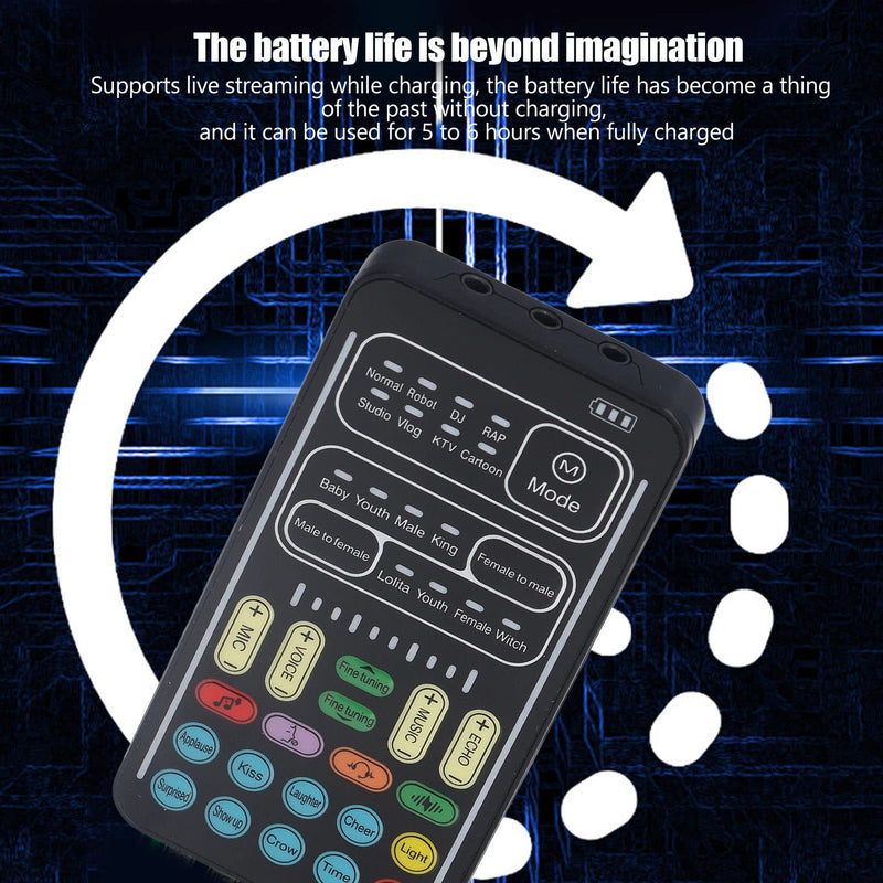 I9 Voice Changer Set, Mini Live Broadcast Voice Disguiser, Handheld Microphone Voice Changer, 8 Different Sounds/Sound Effects, for iOS, for Android(English Version) English Version