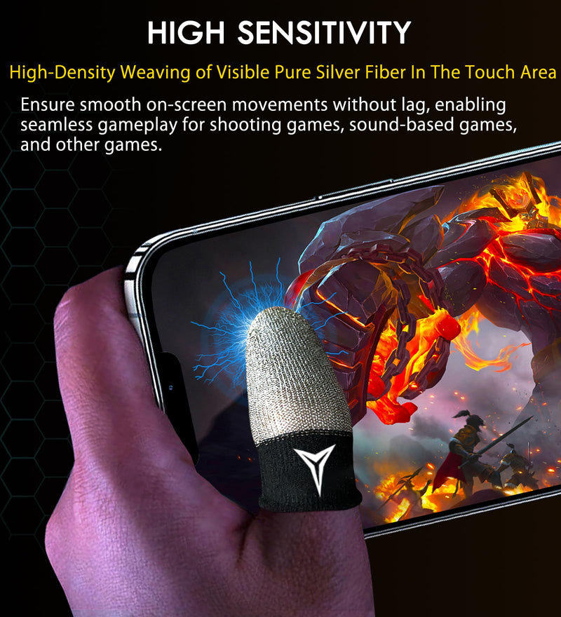 Improved Version-Visible Pure Silver Fiber&Carbon Fiber Professional Model Gaming Finger Sleeves,No Rubber Band,Maximum Touch Response,Comfortable fit, Anti-Sweat,Fit All Touchscreen Devices-12 Pack