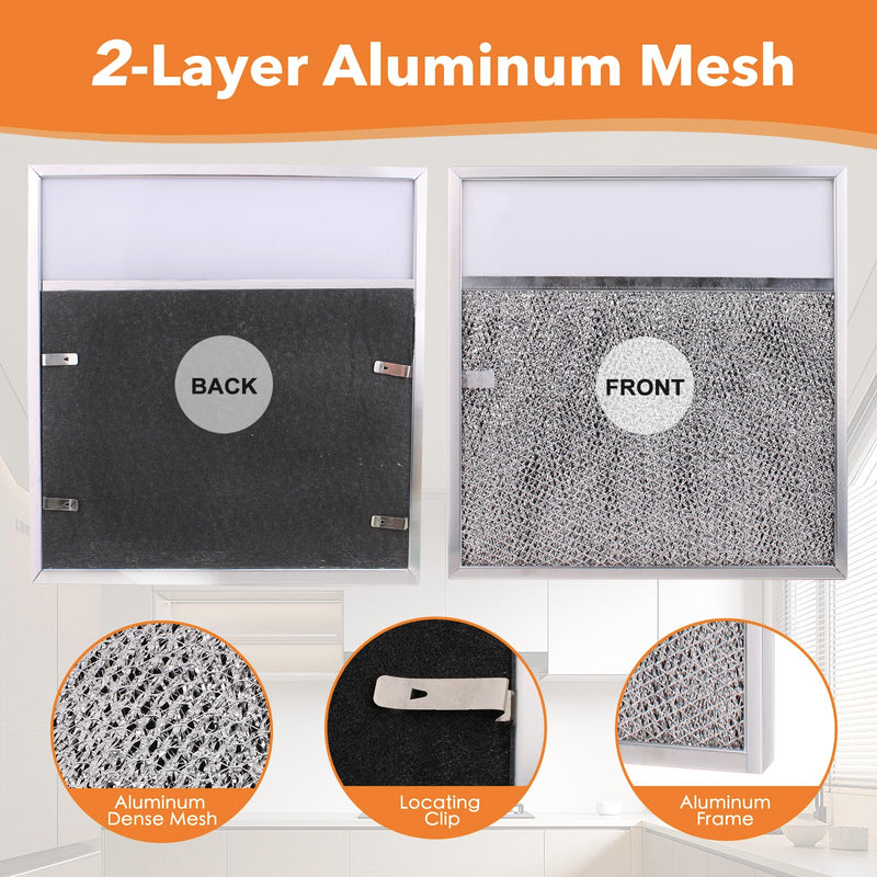 Range hood Filter with Light Lens for Broan-NuTone Kitchen Exhaust Grease Aluminum Filter R610045, R610050, SR610045, fit whirlpool WP8190232, fit 43000 Series Range Hood 11-3/8 X 11-3/4 X 3/8 Inch