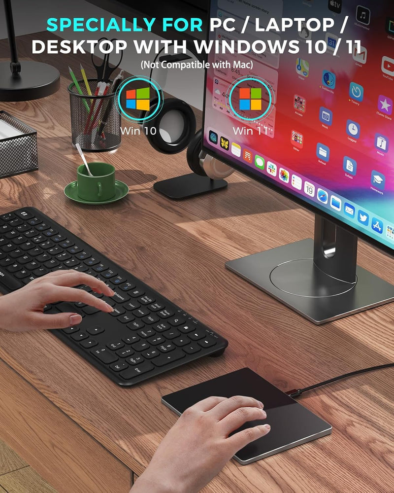 Wired touchpad supports multi gesture control, Aluminum alloy casing and glass panel Trackpad Mouse with Multi-Touch Navigation for Windows 10/11/Linux/fedora 43 Laptop PC Notebook Computer (black) black