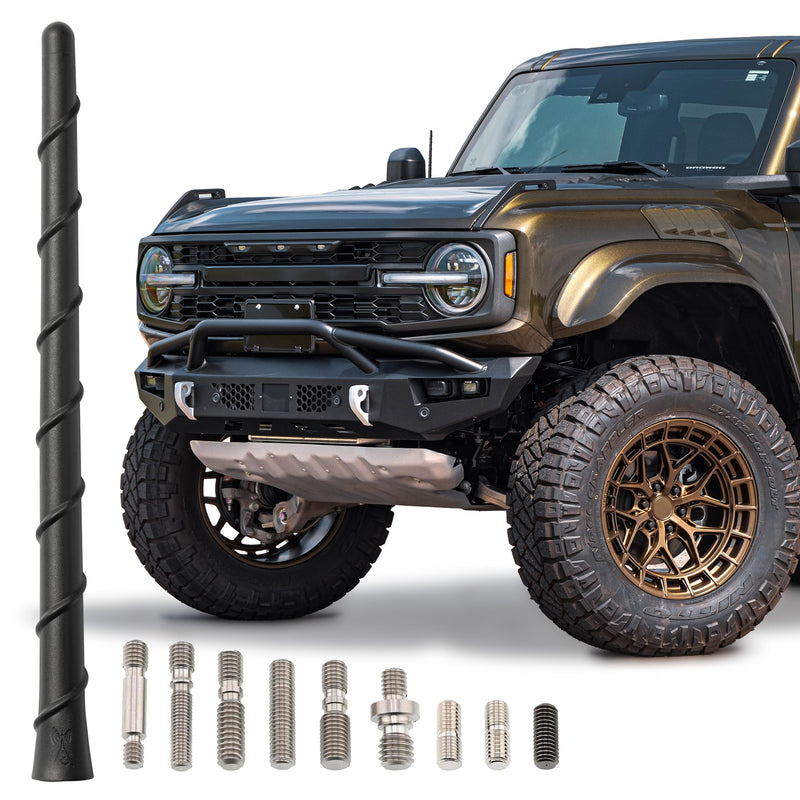 Votex Universal Short Rubber Spiral 8" Antenna Kit – Enhanced Reception, Carwash Proof, Flexible and Durable with Tuned Copper Coil and Stainless Steel Threading – for Trucks, Cars & SUVs, (Black)