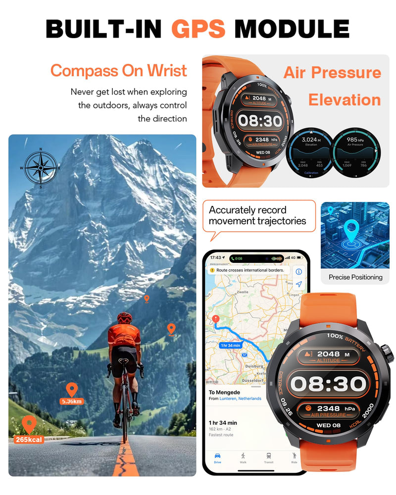 AOLON NaviR3 GPS Smart Watch for Men | 1.43" AMOLED, 30M Waterproof, Call Gray