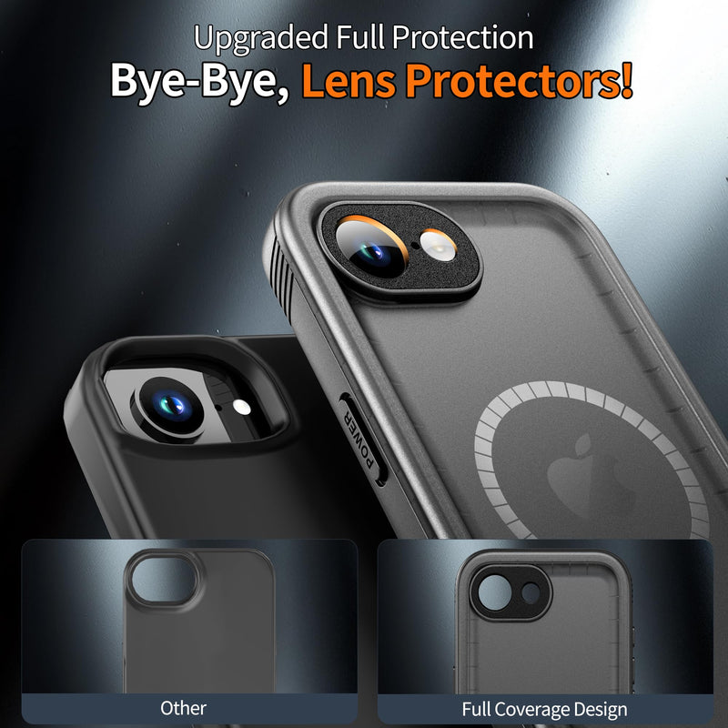 Cozycase for iPhone 16e/iPhone 17e Waterproof Case Heavy Duty Full Body | Compatible with MagSafe 360 Shockproof Dustproof with Screen Camera Protector Double IP68 Water Dust Drop Proof Cover Black Black/Mag For iPhone 16e/17e