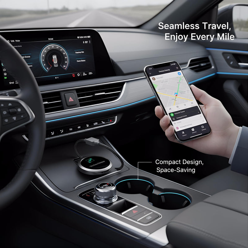 GPY 2-in-1 Wireless CarPlay Adapter 2026 for Apple & Android Auto Adapter | Plug & Play CarPlay Dongle Converter, Fast Auto-Connect, Compact Design Fast Stable Connection with USB/USB-C Port (Grey) Grey