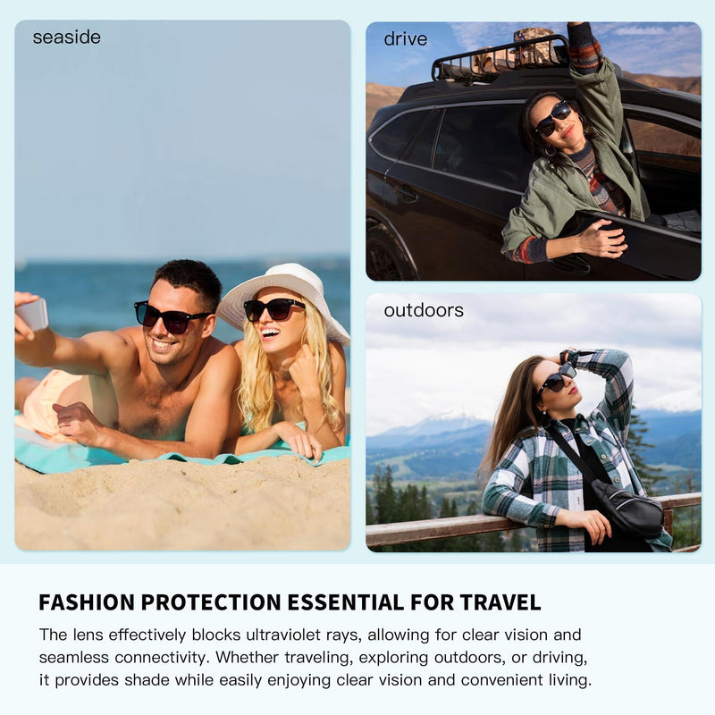 Smart Glasses, Bluetooth Sunglasses, New Upgraded Smart Glasses for Men/Women, Open Ear Speaker, Voice Assistant Compatible, Hands-Free Calls