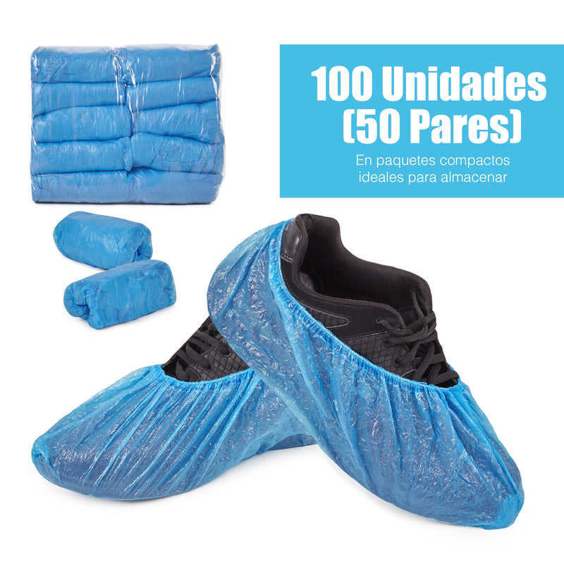 ARESO Disposable Shoe Covers with Elastic Band, Waterproof Overshoes, Blue Overshoes, Disposable Pack of 100