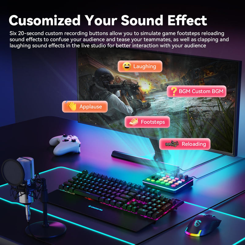 [AUSTRALIA] - SINWE G1 Gaming Audio Mixer, RGB Audio Interface with Pro-preamp,Bluetooth, Streaming PC Mixer with XLR/48V Phantom Power for Live Streaming, Podcasting, Content Create, Gaming(Black) Black 