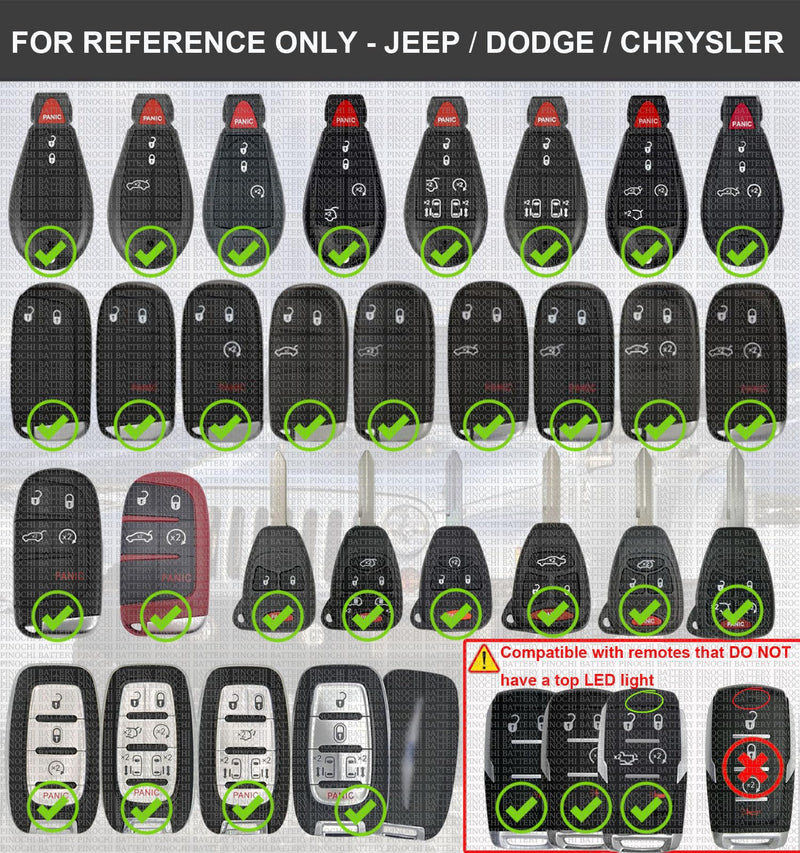 (2 Pack CR2032 Key fob Battery Replacement for Jeep Dodge Chrysler Key fob Prox fits 2008-2022 Case Shell 300 Challenger Dart Durango Grand Caravan Journey RAM Cherokee Routan Town