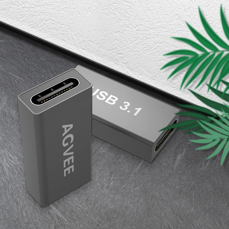 AGVEE [4 Pack] USB-A 3.0 Female to USB-C Female Adapter, USB Type-C 3.1 Gen-1 Converter Coupler Extension Extender for MacBook Pro/Air, iPad Pro 2020 2018 Air 4, Samsung S20 S10 Note 20 10, Gray