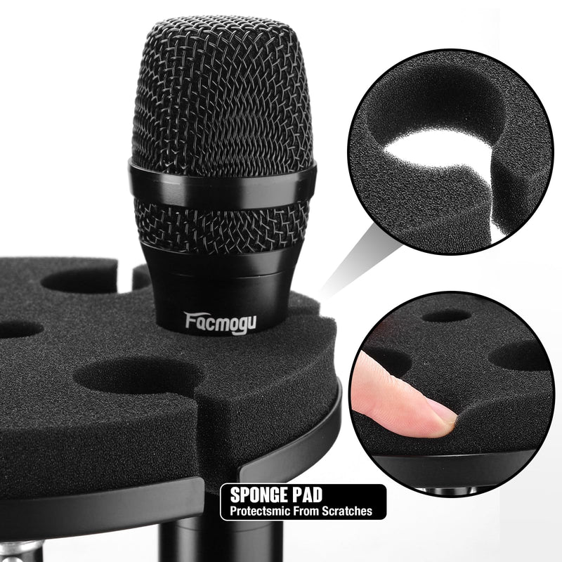 [AUSTRALIA] - Facmogu Multi Microphone Holder, Aluminum Multi Mic Holder Holds Up to 6 Mics for Organizer & Display, Wired and Wireless Mic Holder w/ 3/8"-16 Threaded Adapter for Stand (Holder Only) 