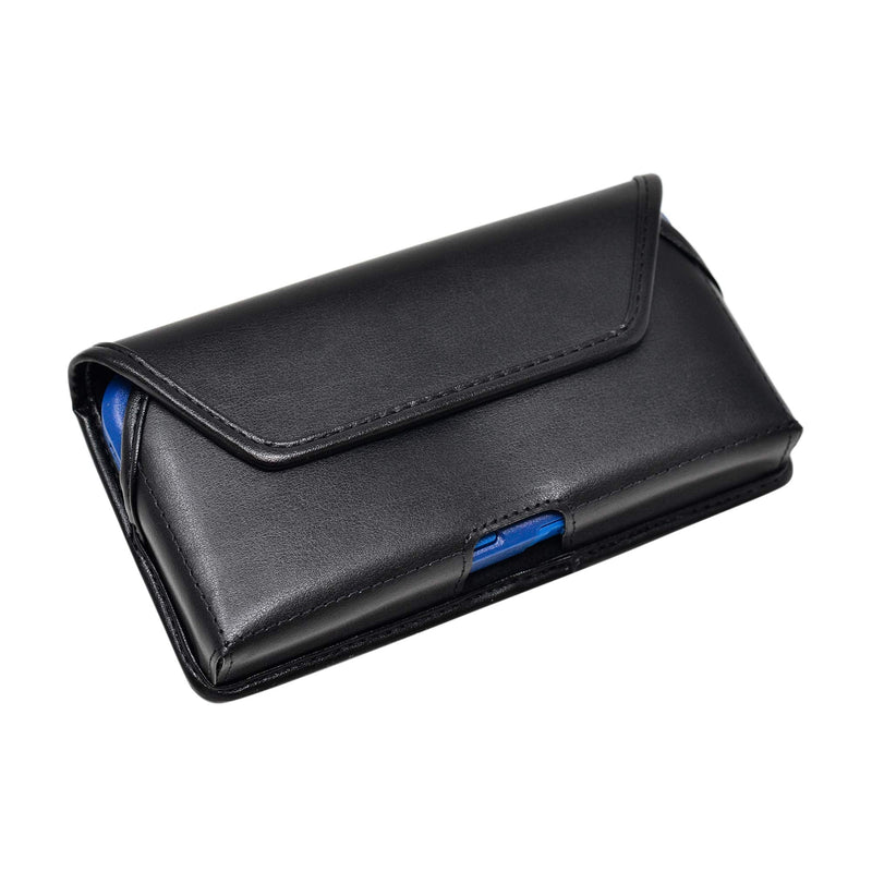 Turtleback Belt Holder for iPhone 16 Pro Max, 15 Pro Max, 14 Pro Max -Medium- Fits w/Shockproof Commuter Style Cases, Premium Black Leather Horizontal Case Magnetic Closure Leather Wrapped Clip Medium Horizontal - Leather w/ Leather Clip