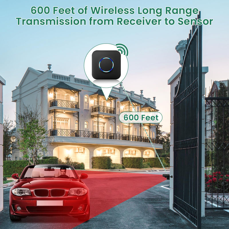 Driveway Alarm, BITIWEND Driveway Alarms Wireless Outside Weatherproof Motion Sensor&Detector, 600 FT Long Range Security Alert System-Monitor&Protect Outdoor/Indoor Property - 1 Receiver & 2 Sensors