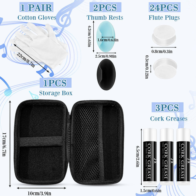 40 Pcs Flute Cleaning Kit Flute Accessories All in 1 Flute Cleaner Kit Maintenance Kit Care Kit with Flute Cleaning Brush Flute Cleaning Rod Flute Swab Flute Plugs Thumb Rest Cushion (Blue) Blue