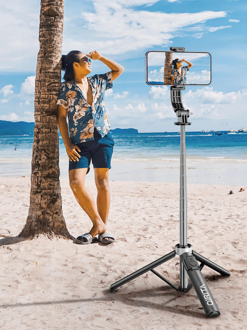 [AUSTRALIA] - Selfie Stick & Phone Tripod, All in 1 Selfie Stick Tripod with Remote, Phone Travel Tripod Stand for Video Recording, Live Streaming, Photograph, Group Photo, Vlog Compatible with All Cellphones 52in-Stainless Steel Pole 