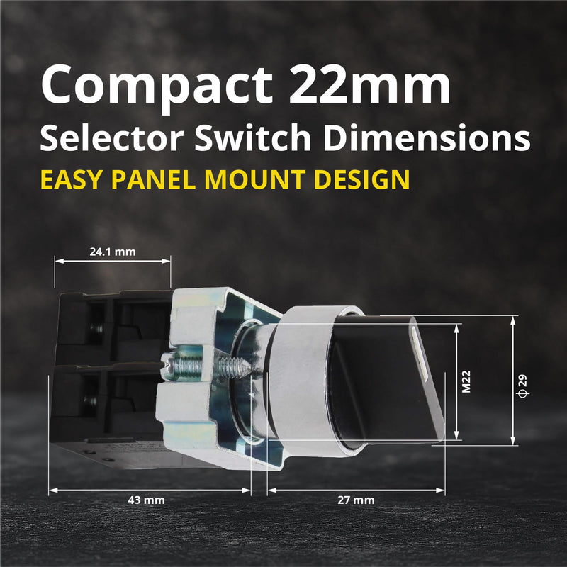 [AUSTRALIA] - Rotary Switch - 2-Position Selector Switch Maintained - 22mm Mounting Hole - Electric NO NC Latching - 220VAC Voltage and 10A Contact Current - (4 Pack) 4 Pack NO/NC 