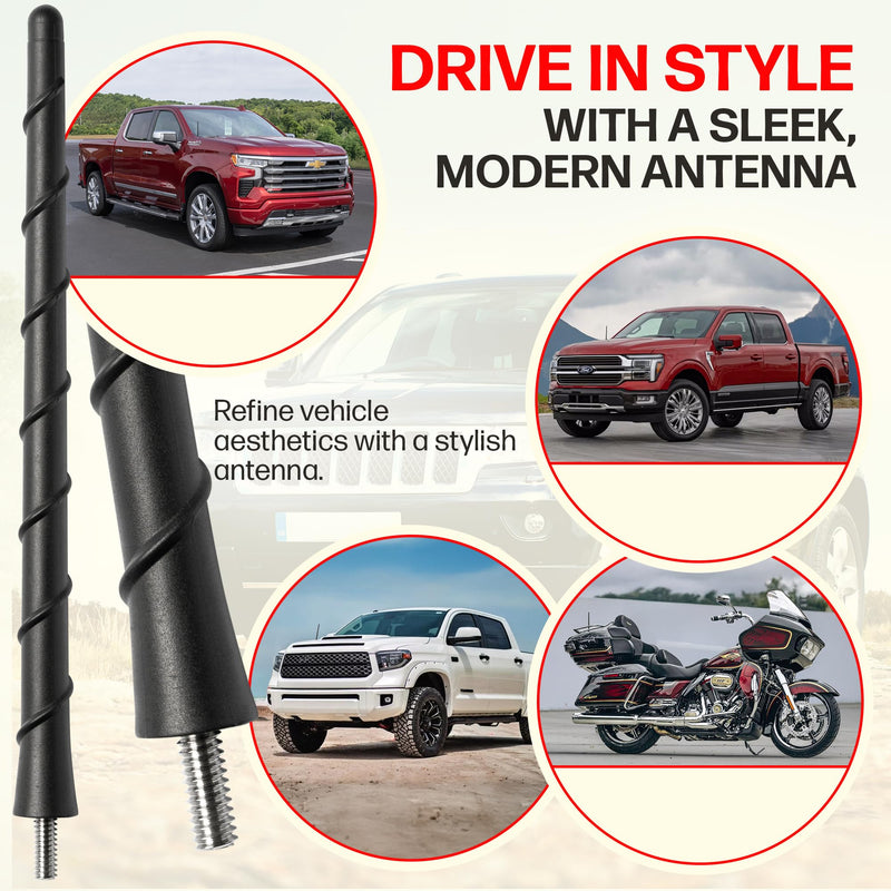 [AUSTRALIA] - Antenna fits Ford F-350 | F450 (2017-2026) 8 Inch Short Rubber Antenna - USA Threading - Carwash Proof - Internal Copper Coil 