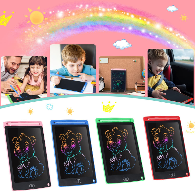 4 Piece LCD Writing Tablet Doodle Board Electronic Toy 8.5 Inch Colorful LCD Writing Board Electronic Tablet Writing LCD Erasable Drawing Pad Reusable Writing Pad (Blue, Red, Green, Pink) Blue, Red, Green, Pink