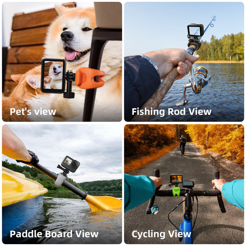 TELESIN Camera Flexible Mount 360 Strap Mount Wrap Band for GoPro Insta360 DJI Action Osmo Pocket Bike Motorcycle Handlebar Roll Bar Tube Clip Holder Attach Accessories Green