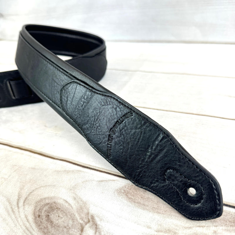 [AUSTRALIA] - Walker & Williams G-105 Black on Black 2' Wide Guitar Strap with Padded Glove Leather Back For Acoustic, Electric, And Bass Guitars 