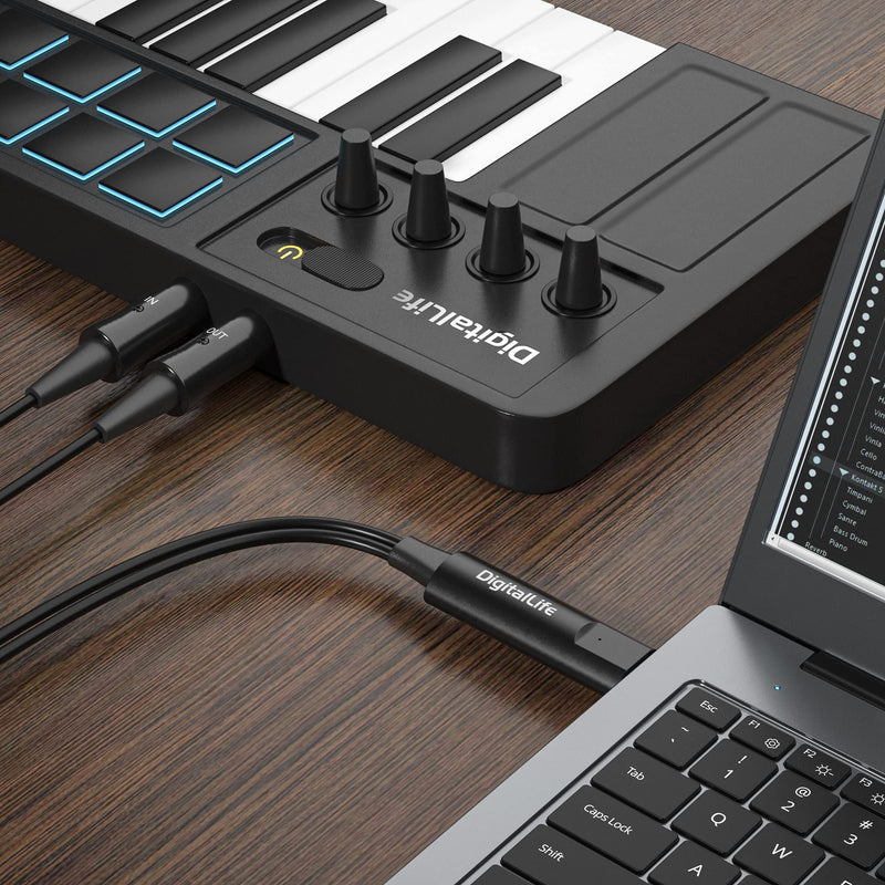 DigitalLife BM1001| USB Type-A to 5-PIN MIDI Interface Converter Adapter MIDI-SyncX5