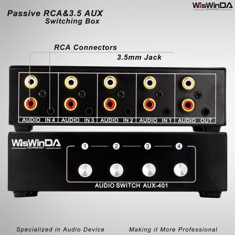 [AUSTRALIA] - 4-in 1-Out RCA 3.5mm AuxAudio Switch Box Audio Converter 4 Channels 1-in 4-Out Passive Audio Selector Switcher Box Connectors (RCA+AUX 4IN-1OUT/1IN-4OUT) RCA+AUX 4IN-1OUT/1IN-4OUT 