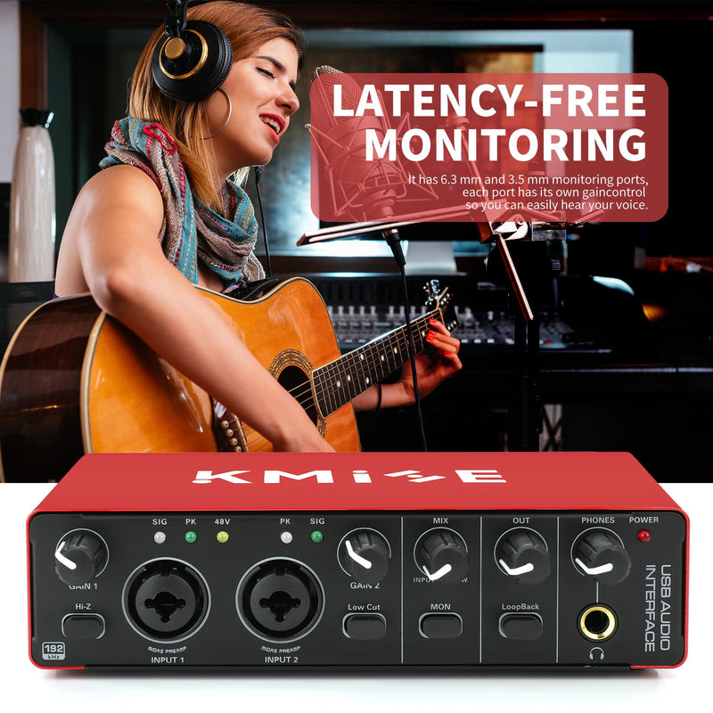 Kmise USB Audio Interface for Guitarists, Vocalists, Podcasters or playback studio quality sound