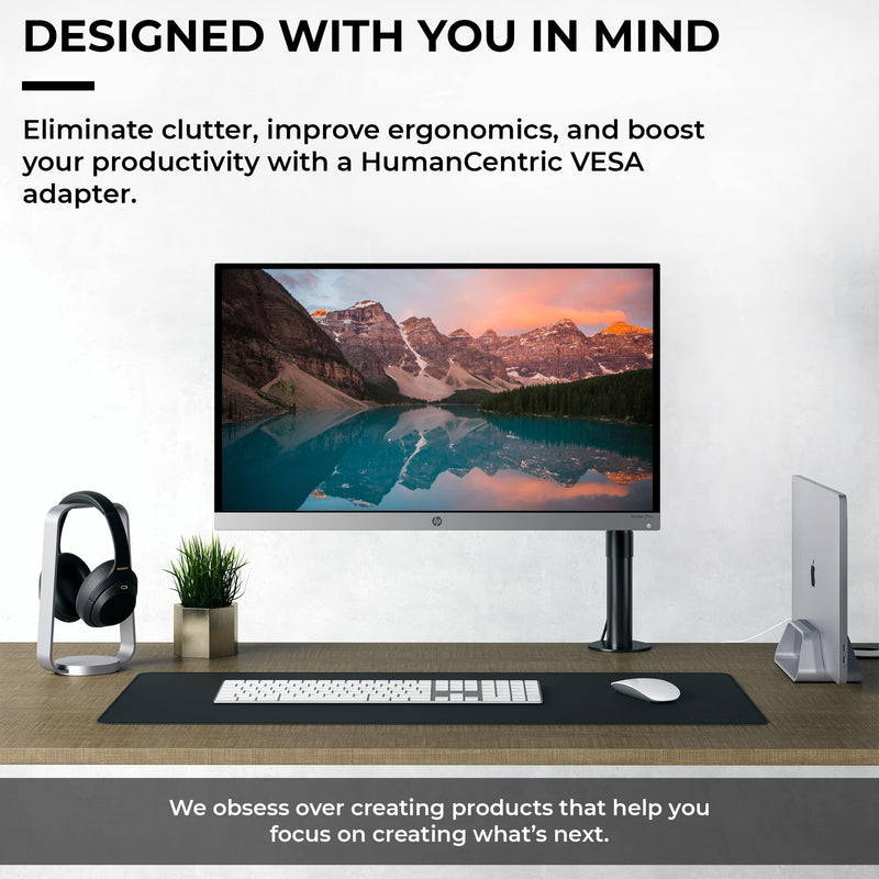 HumanCentric VESA Mount Adapter for HP Pavilion 27xw, 25xw, 24xw, 23xw, 22xw, 22cwa, 27cw, 25cw, 24cw, 23cw, and 22cw Monitors