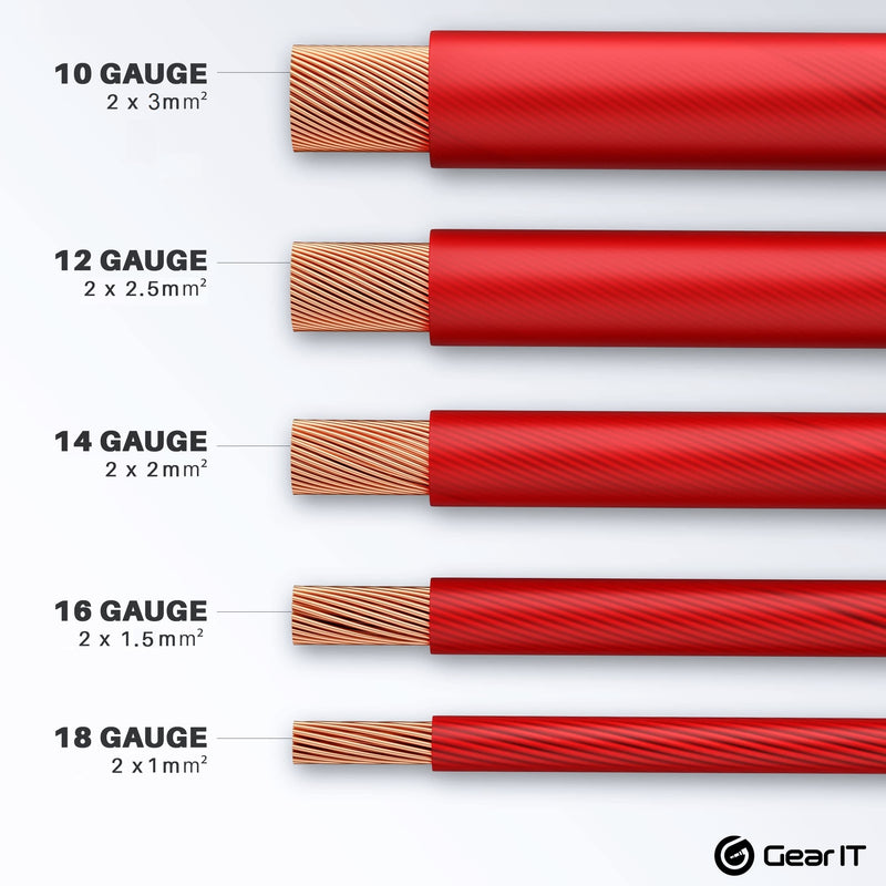 GearIT 16 Gauge Wire (50ft Each - Black/Red) Copper Clad Aluminum CCA - Primary Automotive Power/Ground for Battery Cable, Car Audio, Trailer Harness, Electrical - 100 Feet Total 16ga AWG Wire 16 Gauge (50ft Each - Black/Red)