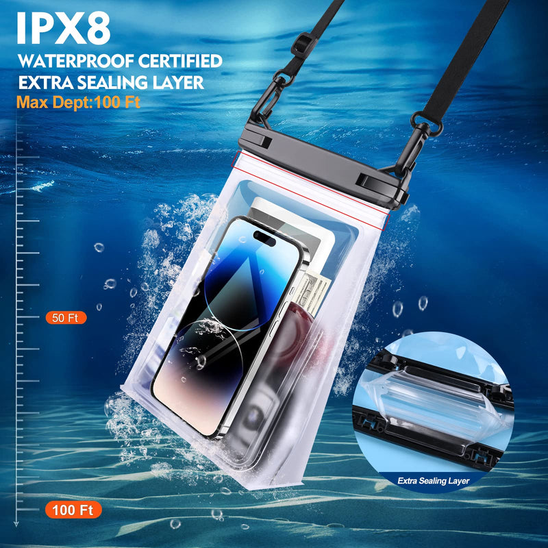 Large Floating Waterproof Phone Pouch [with Sealing Strip], Cell Phone Dry Bag for iPhone 15 14 13 12 11 Pro Max Galaxy S23 S22 All Phones, Universal Float Water Proof Bag for Beach Water Park White,up to 8.3"