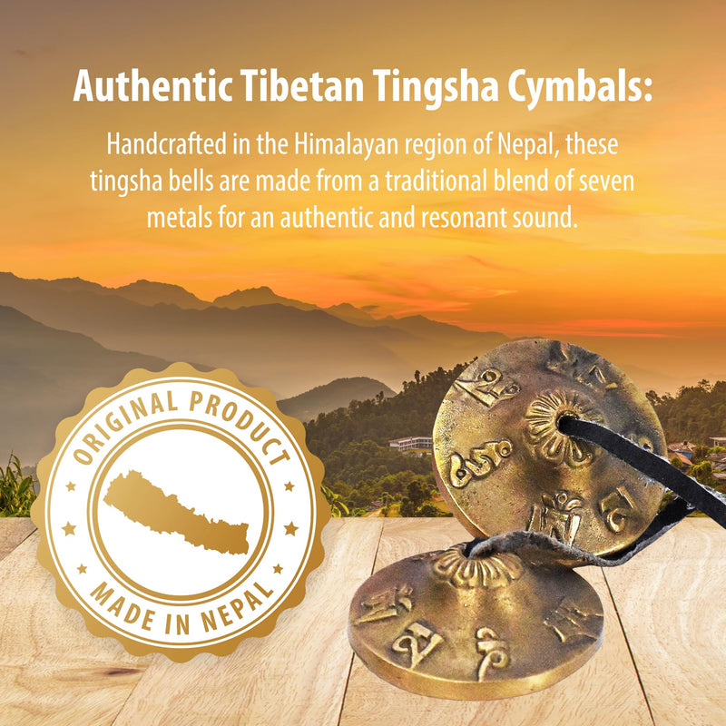 Mudra Crafts Tibetan Tingsha Bells - Yoga Chimes with Tingsha Cymbals for Meditation 2.5 Inches Plain