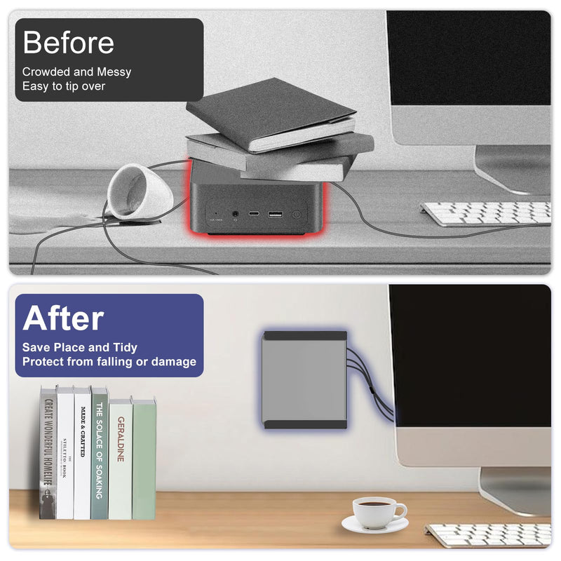 Metal Mini PC Mount Compatible with Beelink SER8, SER6, SER9, SER9 Pro, EQi12, EQR6, Mini PC Vesa Mount/ Wall/ Under Desk, Only for SER8, SER6, SER9, SER9 Pro, EQi12, EQR6, Easy to Install, Black